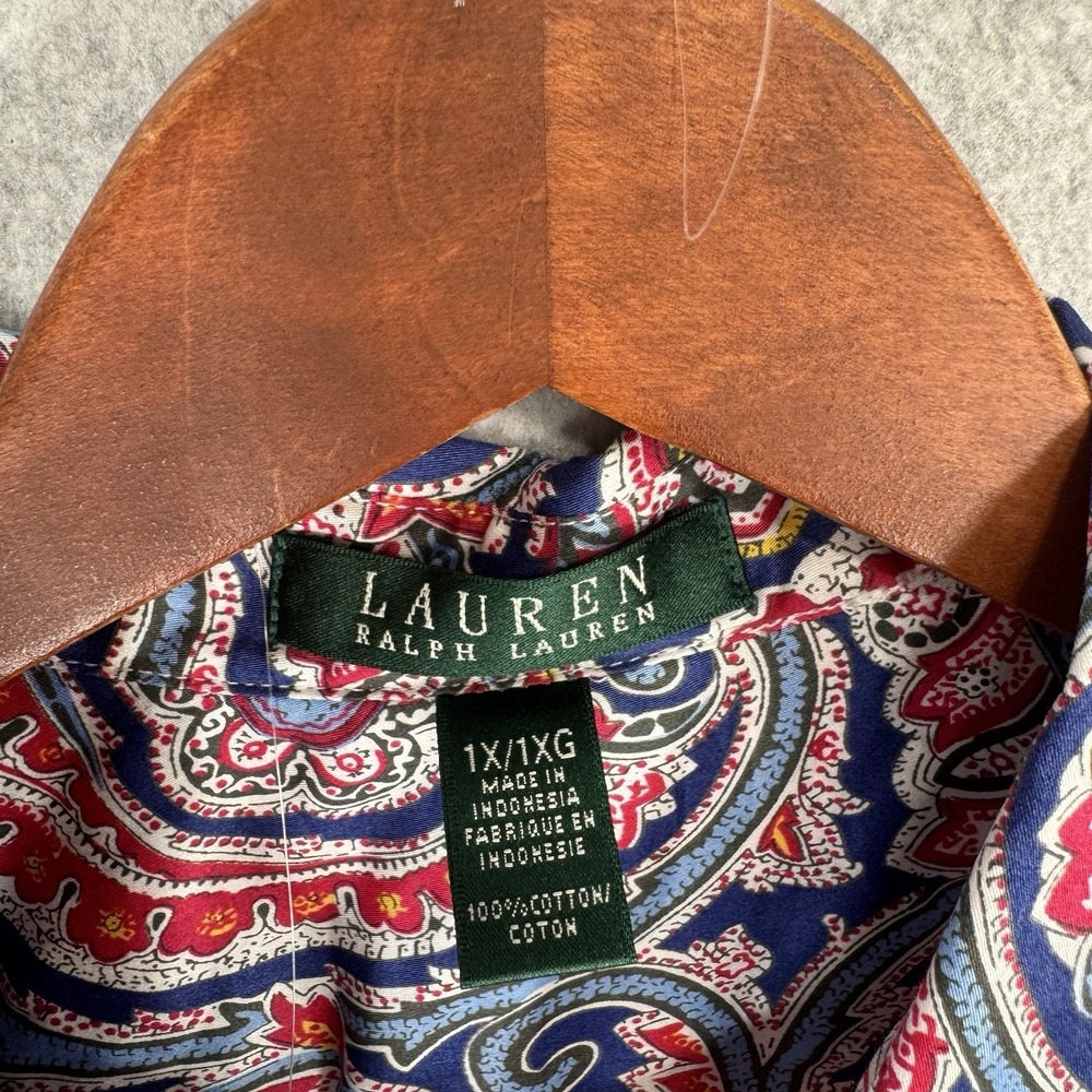 Lauren Ralph Lauren LRL Womens 1XL Colorful Paisley Cotton Button Up Shirt Top - Picture 5 of 16